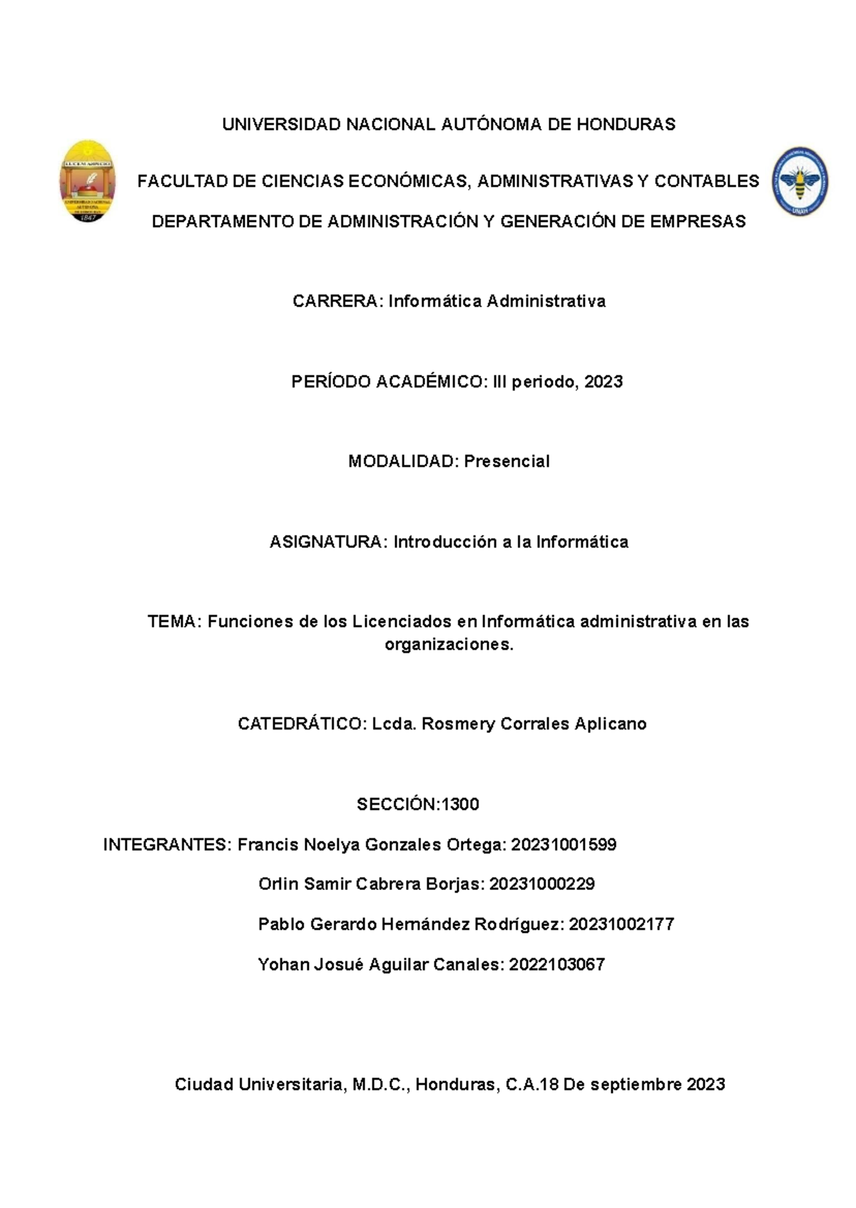 Funciones y Perspectivas del Licenciado en Informatica Adm. III Per ...