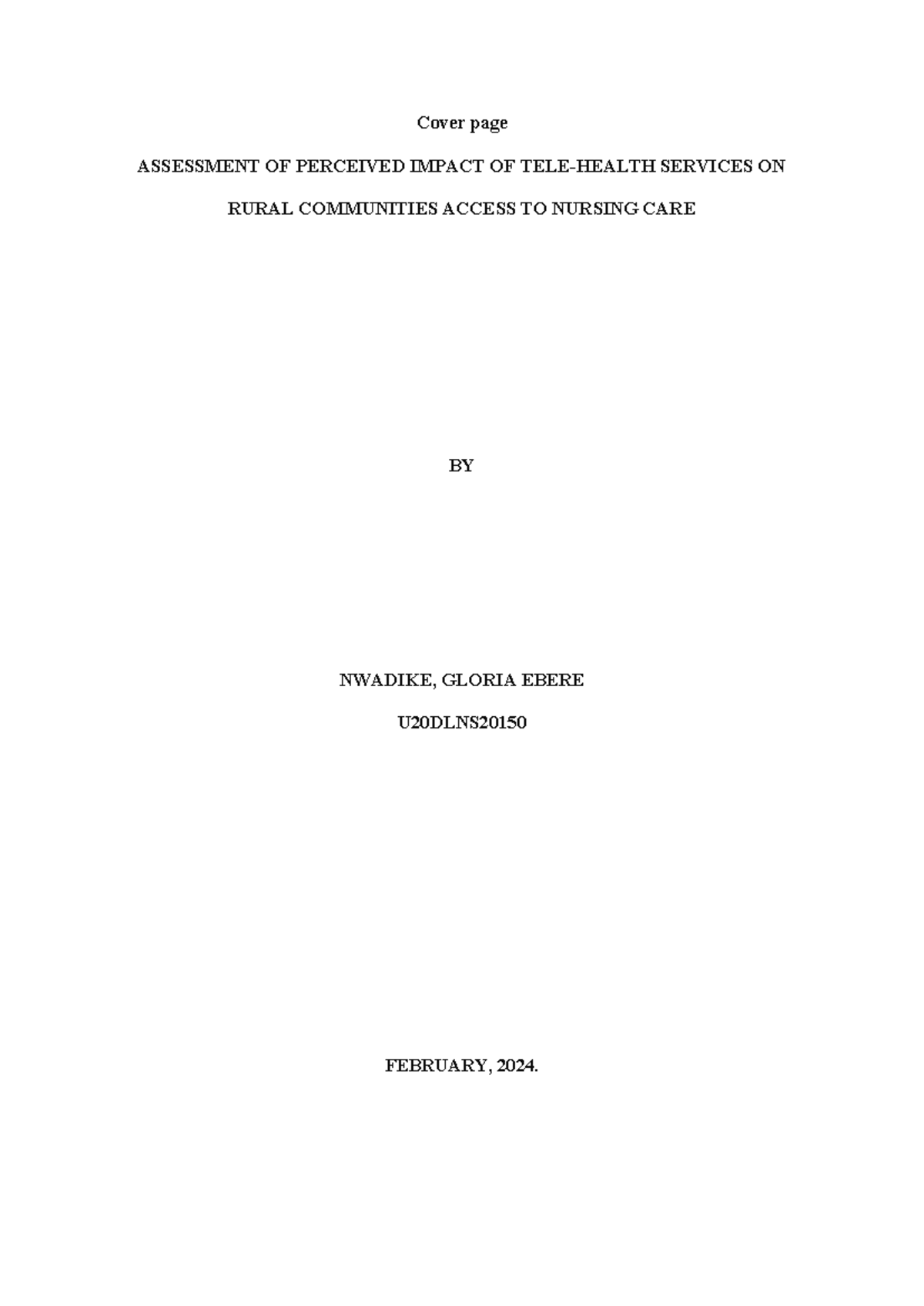 Assessment of Telehealth's Impact on Rural Nursing Care Access ...