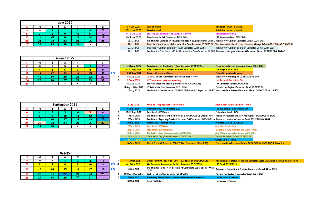 Kalender Akademik 2025-2026 (Draft) - Studocu