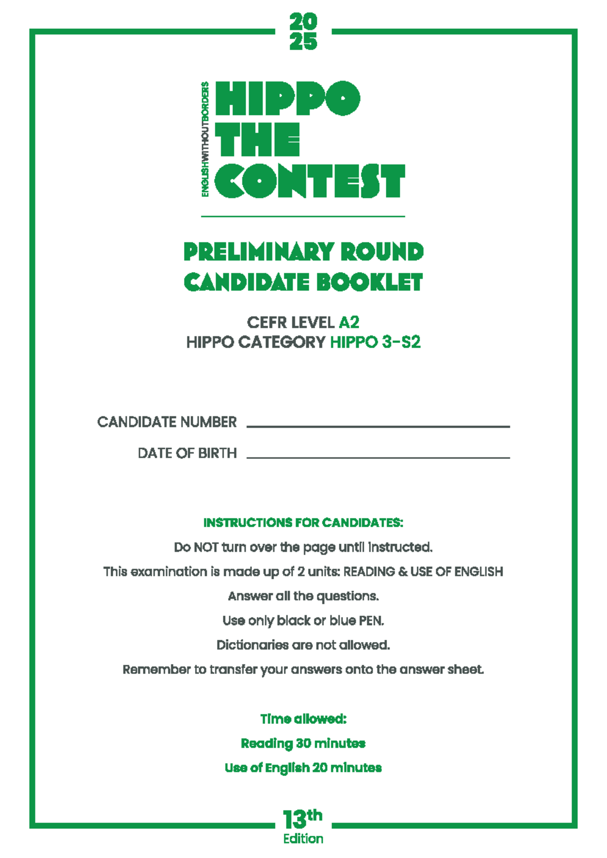 GA IESOL Entry 2 A2 Reading Task 2 & 3 Answers - HIPPO Preliminary 2025 ...
