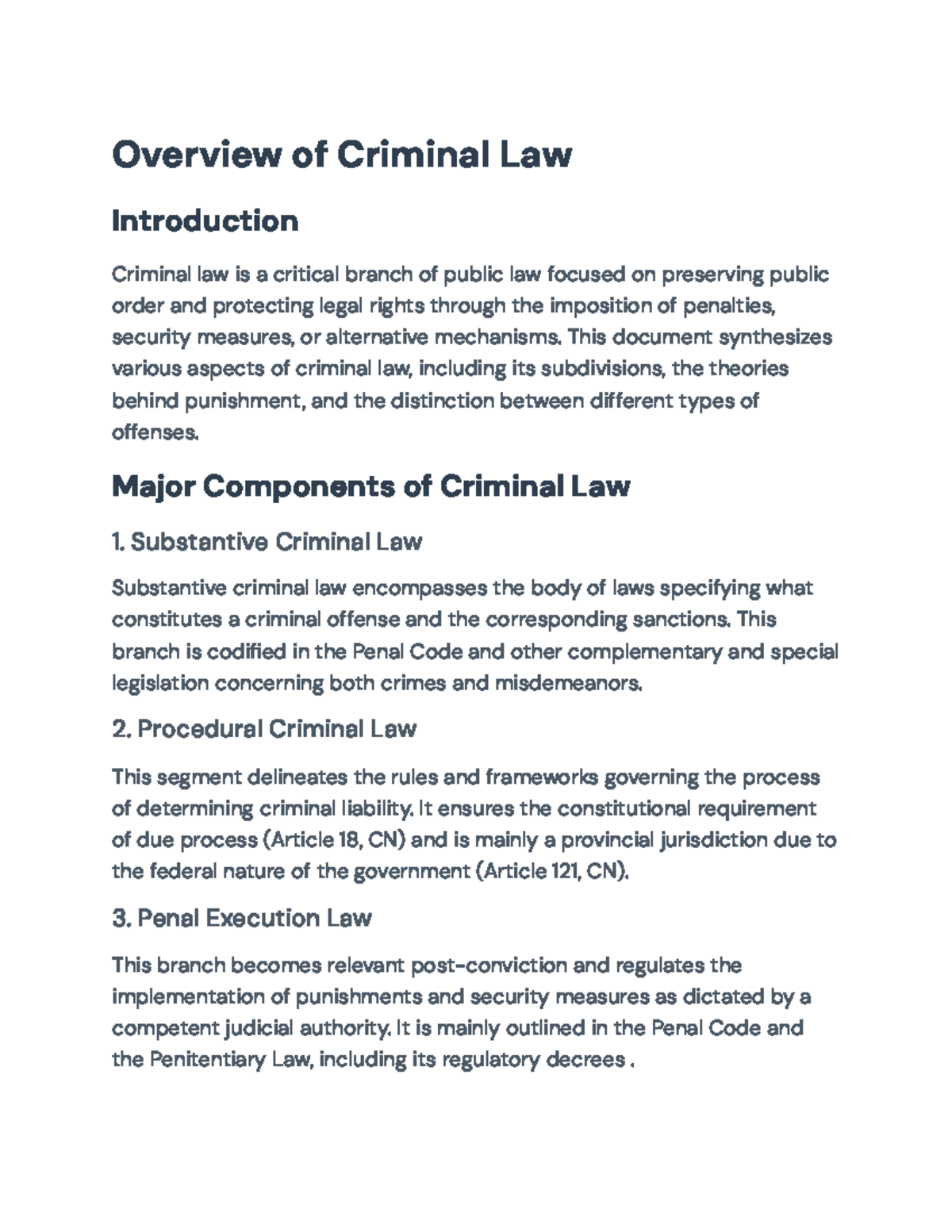 Overview of Criminal Law: Key Concepts & Theories (CRIM 101) - Studocu
