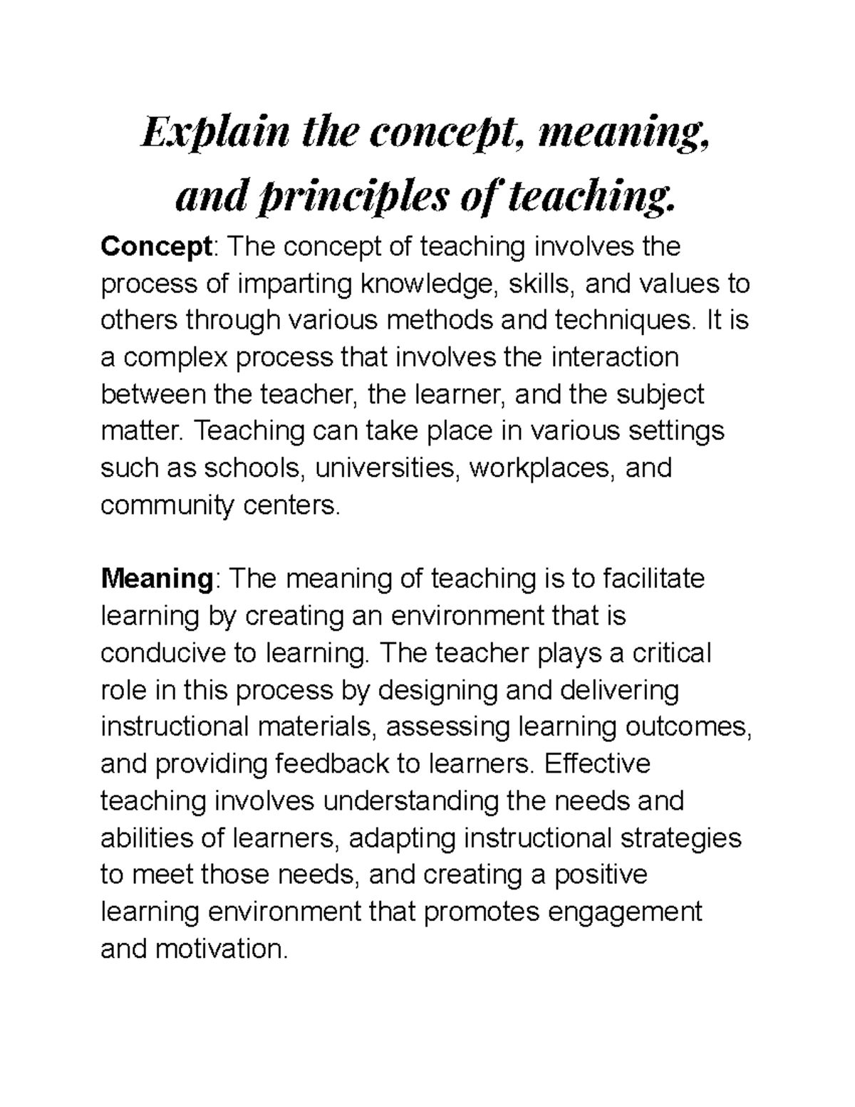 Understanding Teaching: Concepts, Meaning, and Principles Explained ...