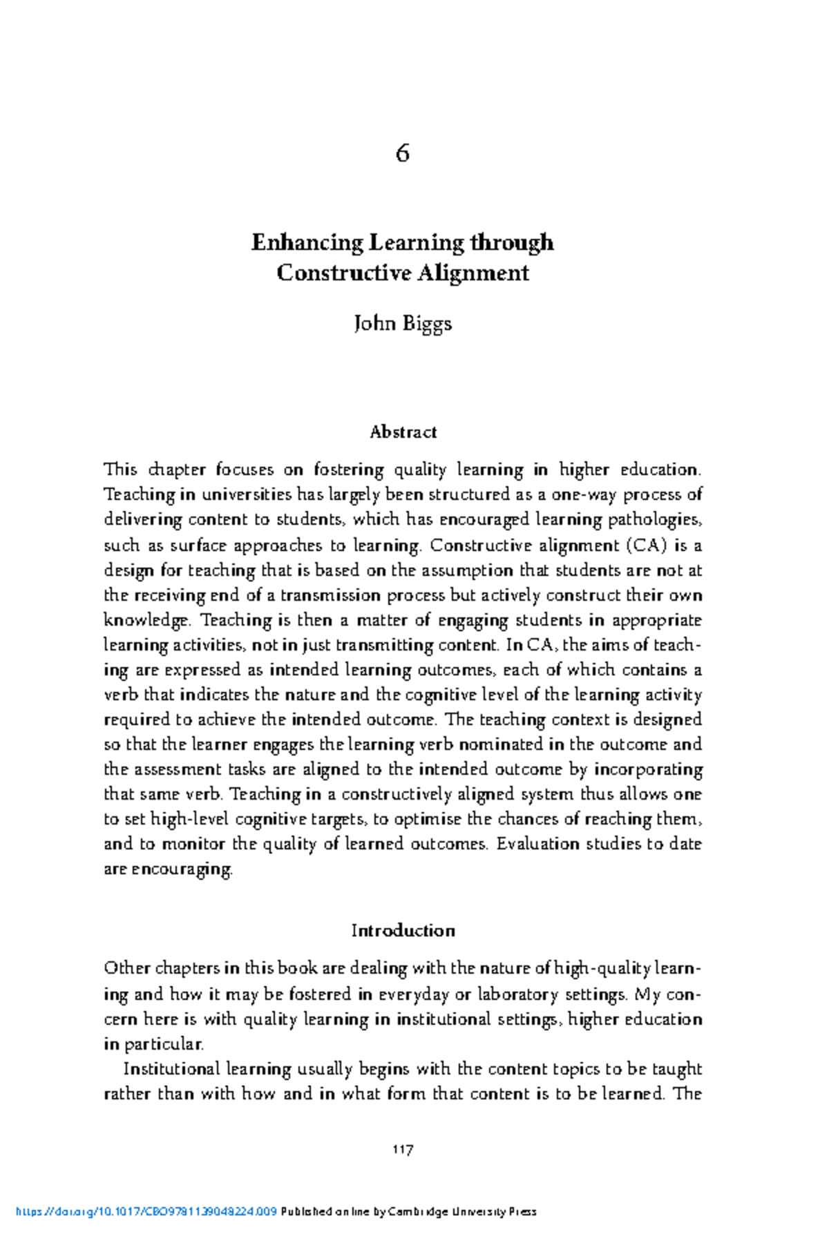 Enhancing Learning through Constructive Alignment (EDUC 2012) - Studocu