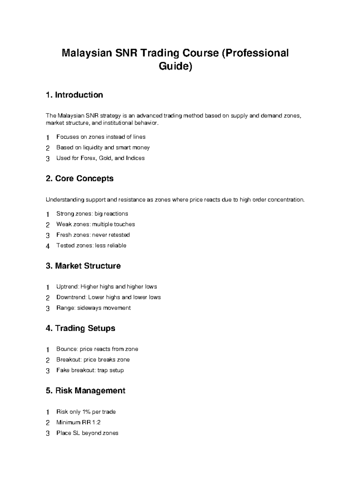 MSNR Trading Course - Advanced SNR Strategy Guide - Studocu