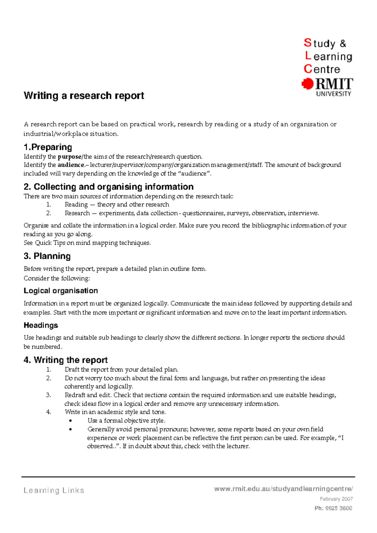 Research report - sdd - Learning Links rmit.edu/studyandlearningcentre ...