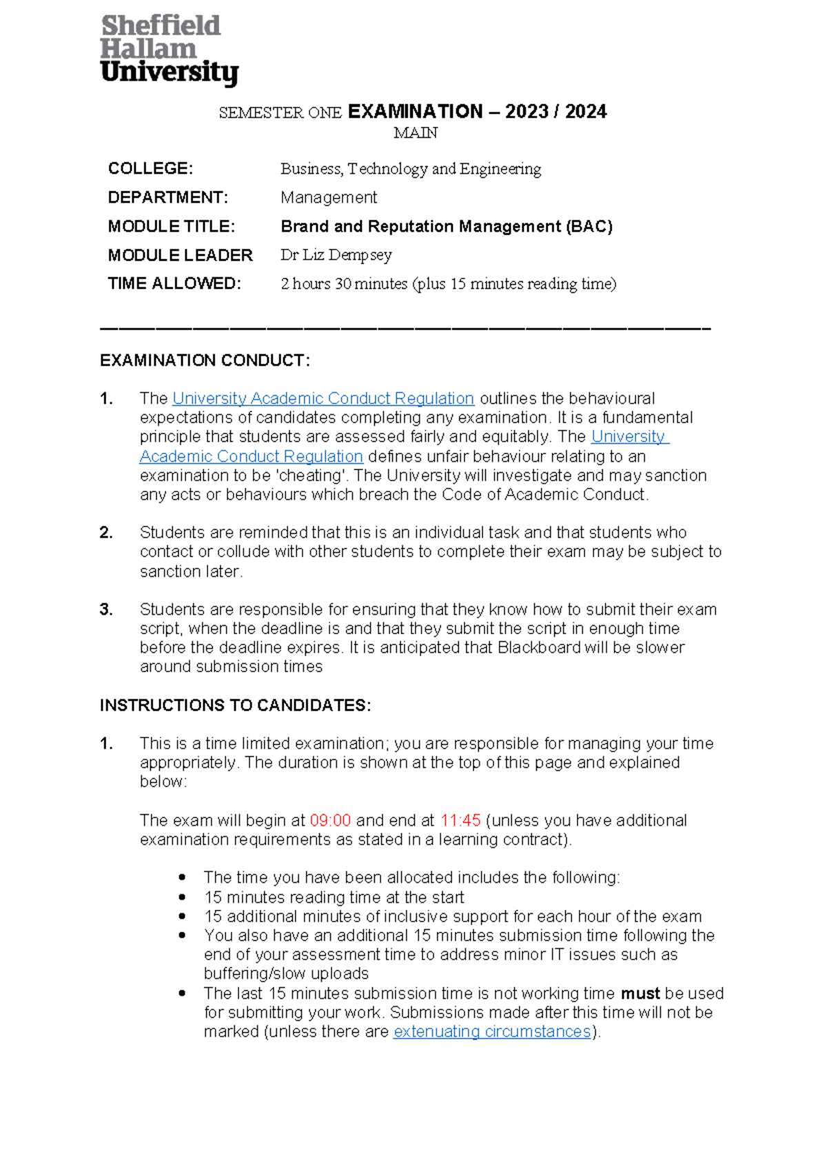 BRM 2023 SEMESTER ONE EXAM: Brand & Reputation Management (BAC) - Studocu