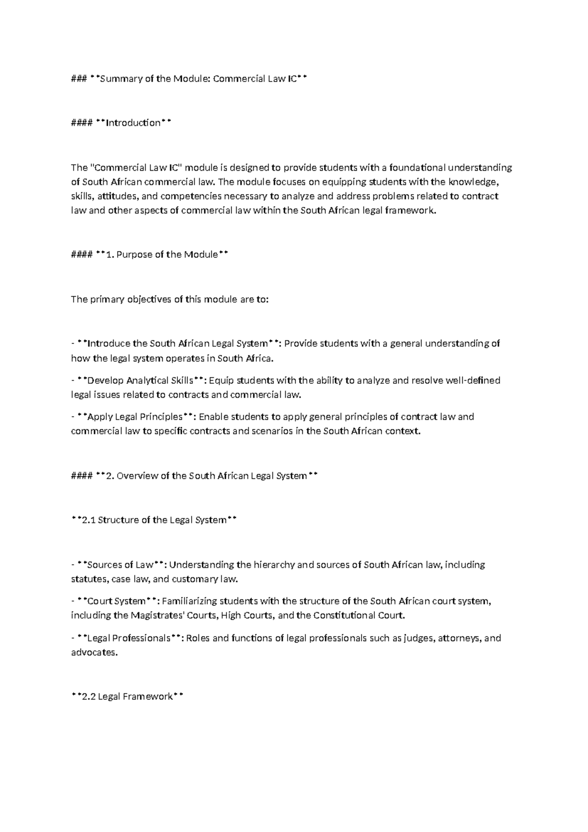 CLA1503 Commercial Law - Comprehensive Module Overview and Summary ...