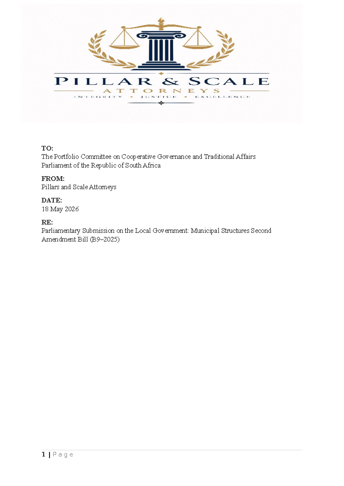 Parliamentary Submission on Local Gov: Municipal Structures Bill (Con ...