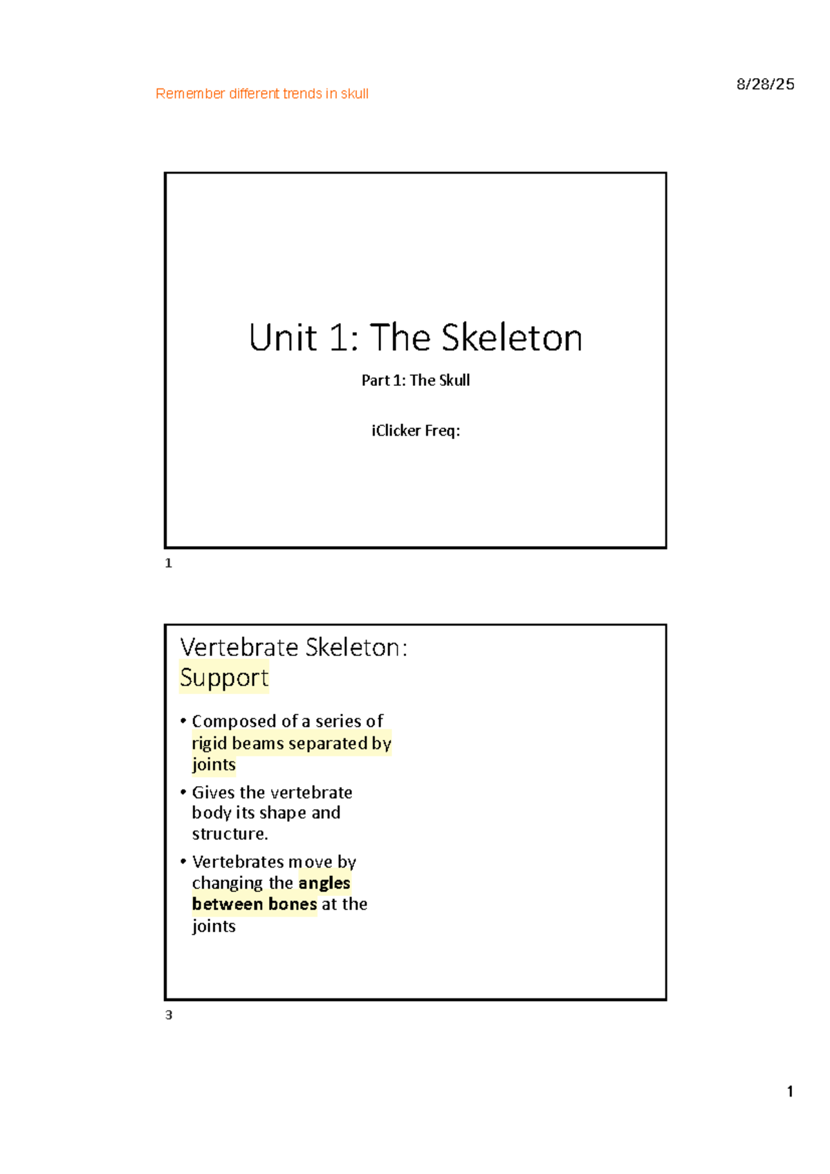 IB303 Lecture 3: Evolution & Morphology of the Vertebrate Skull - Studocu