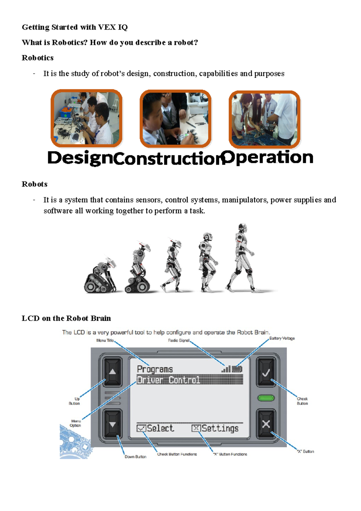 VEX IQ Robotics Setup and Programming Guide (Getting Started) - Studocu
