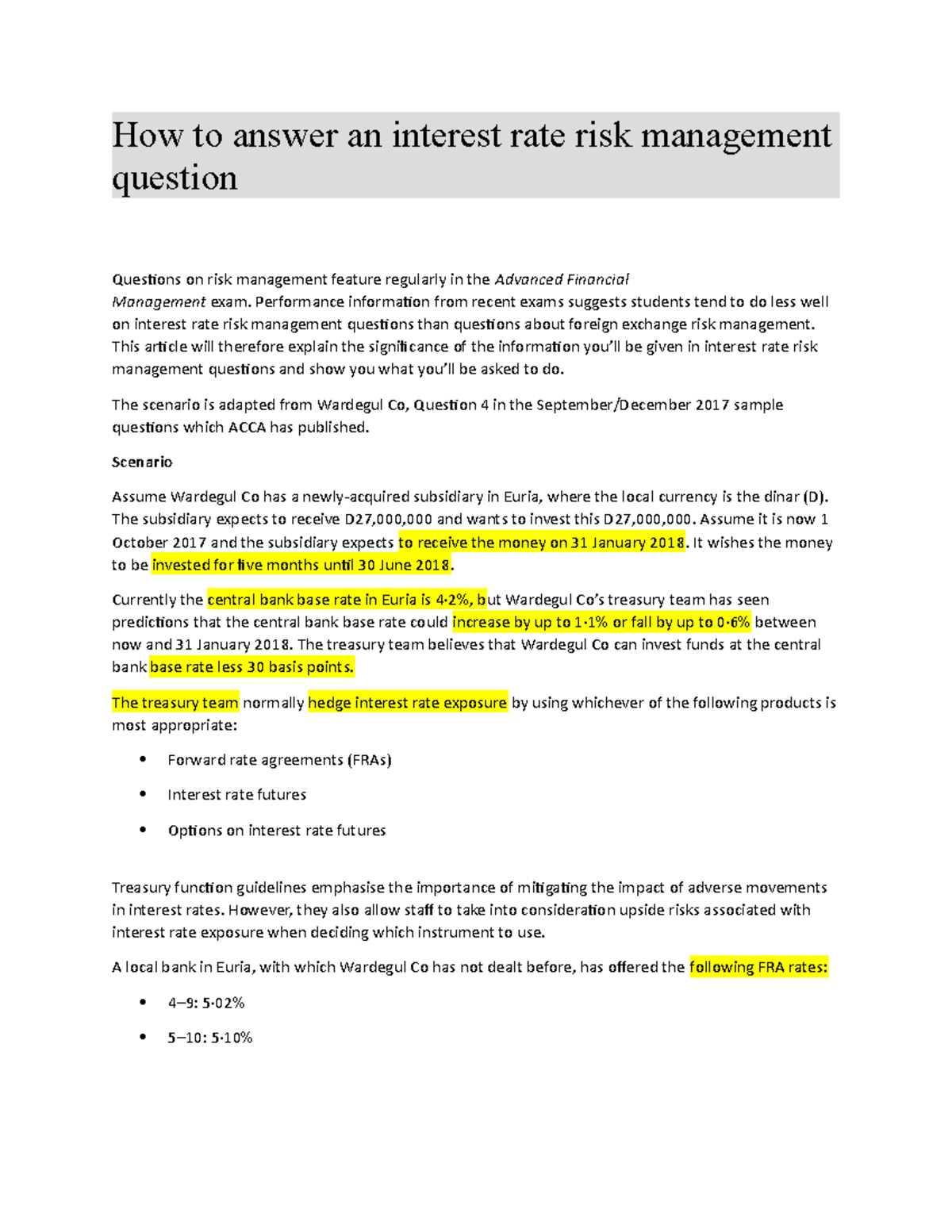Part E How to answer an interest risk management question - How to ...