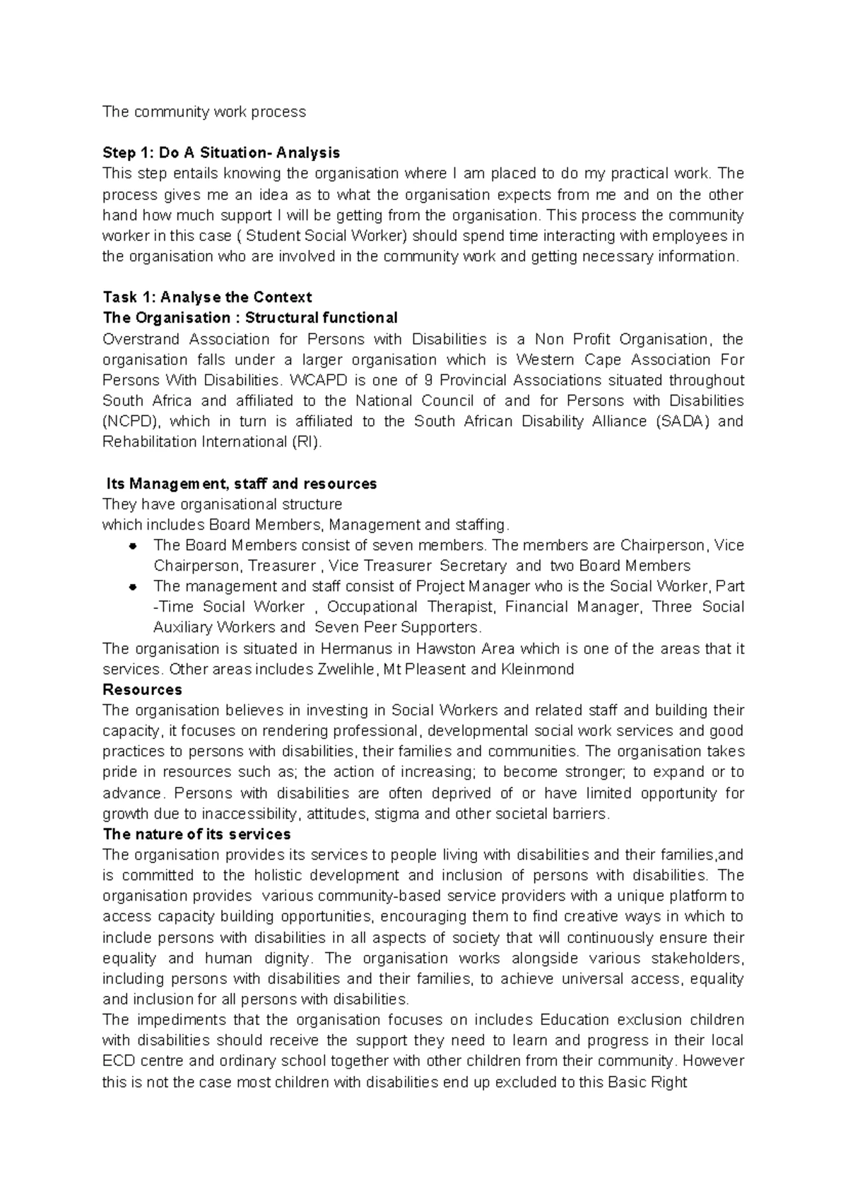 COMM 101: Community Work Process Steps and Evaluation Techniques - Studocu