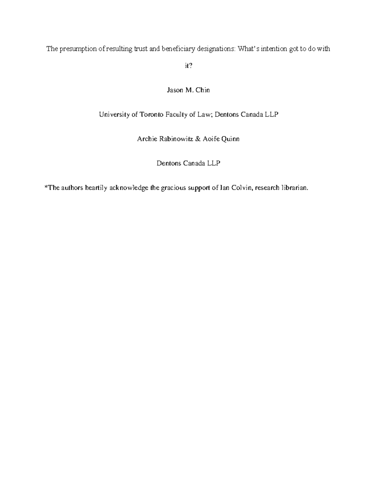 Presumption of Resulting Trust and Beneficiary Designations Whats Inten ...