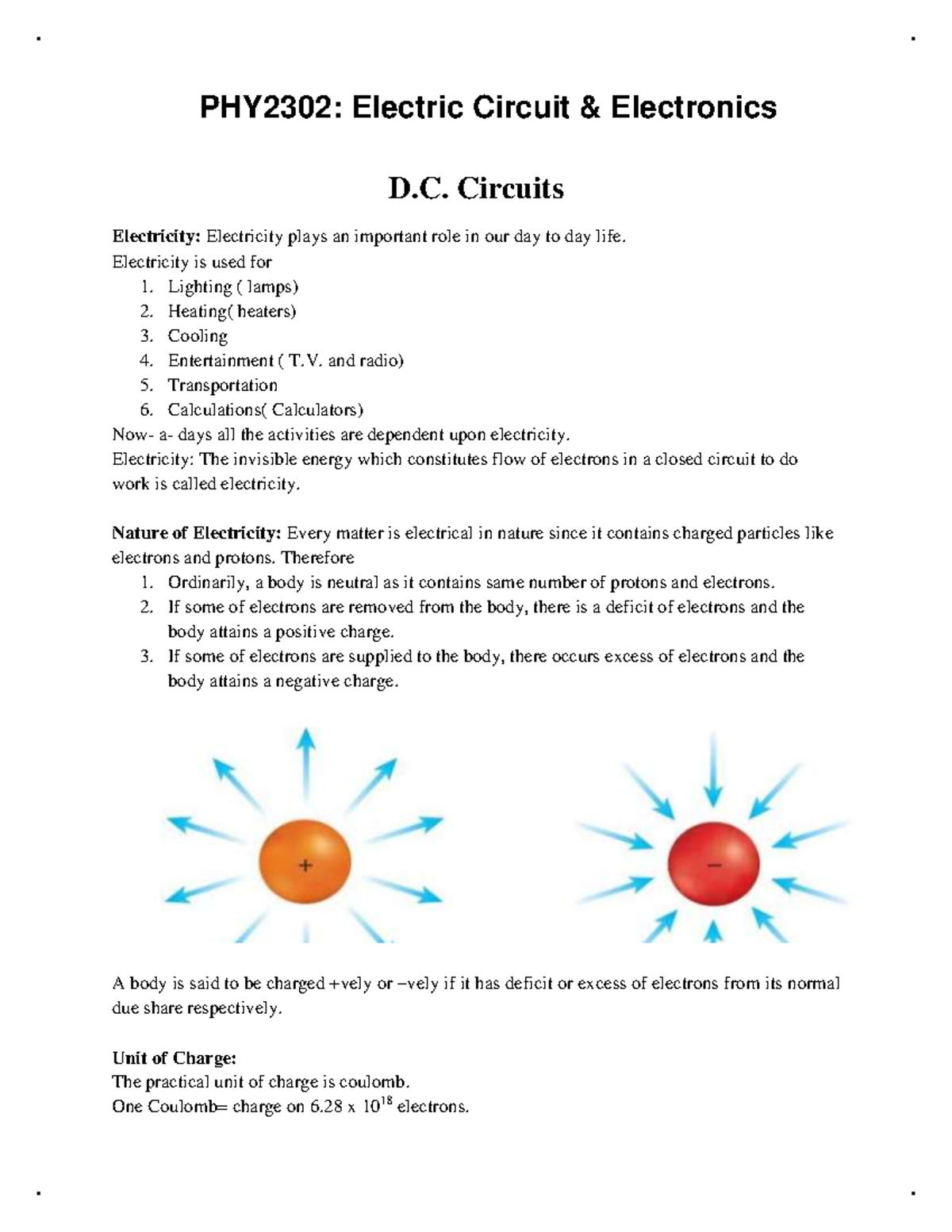 PHY2302: Module 1 - D.C. Circuits Overview and Key Concepts - Studocu