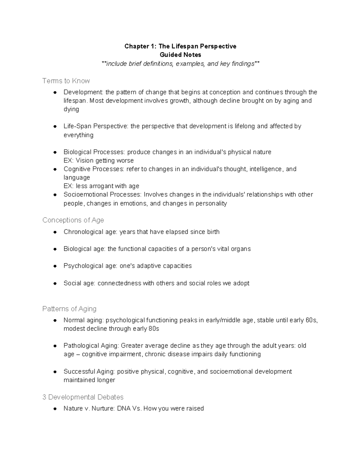 Lifespan Development Theories: Key Concepts & Processes Guide - Studocu