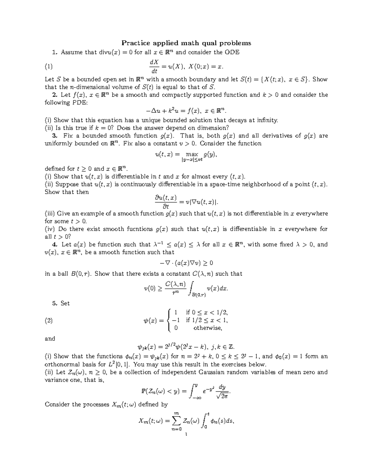 国外某高校计算数学练习题 - Applied Math Practice Problems - Studocu