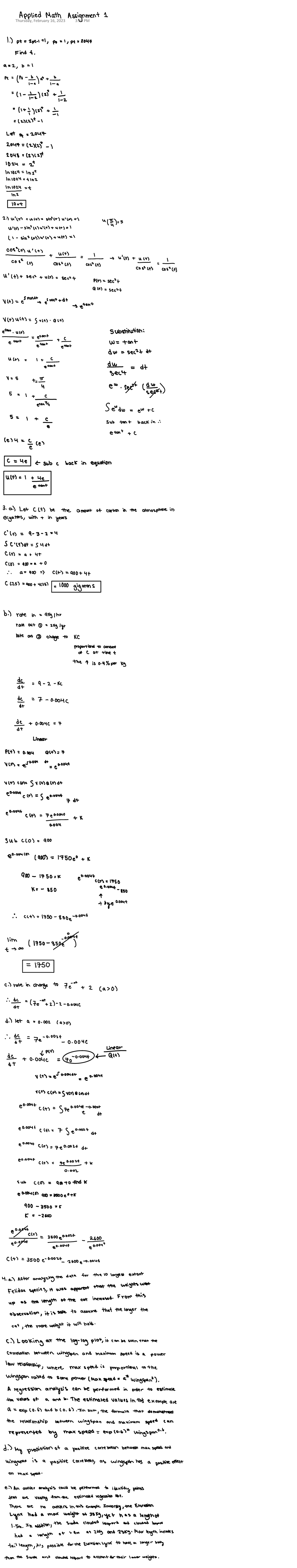 Assignment 1 - Applied Mathematics 1201A/B - Thursday, February 16 ...