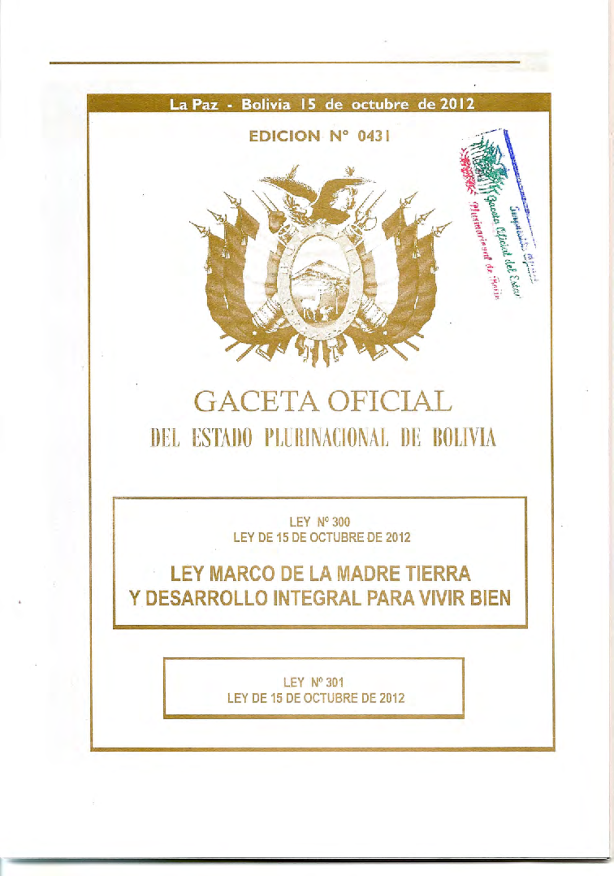 Ley 300: Marco de la Madre Tierra y Desarrollo Integral en Bolivia ...