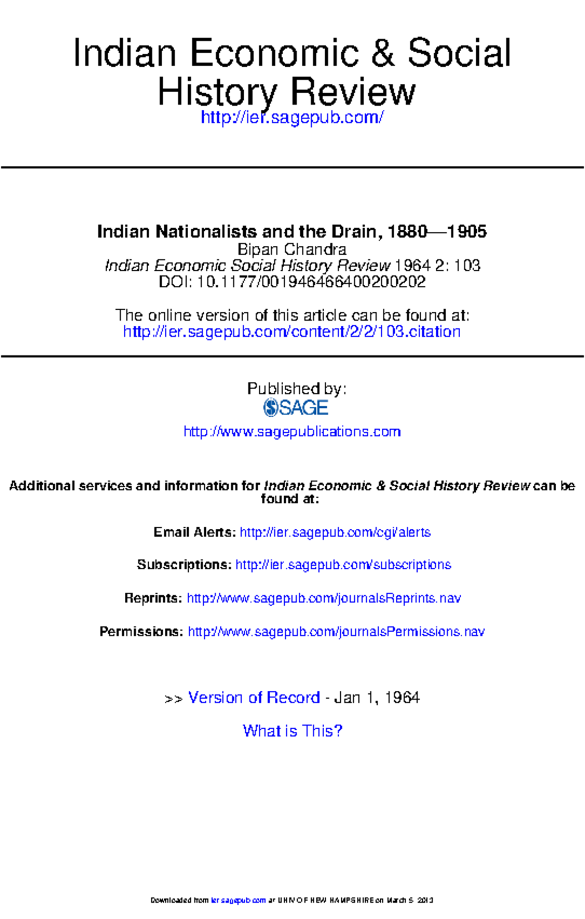 Bipan Chandra's Perspectives on Economic Drain in India (1880-1905 ...