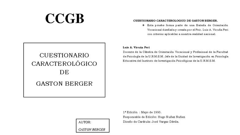CCGB Cuestionario Caracterológico de Gastón Berger - Análisis y Normas ...