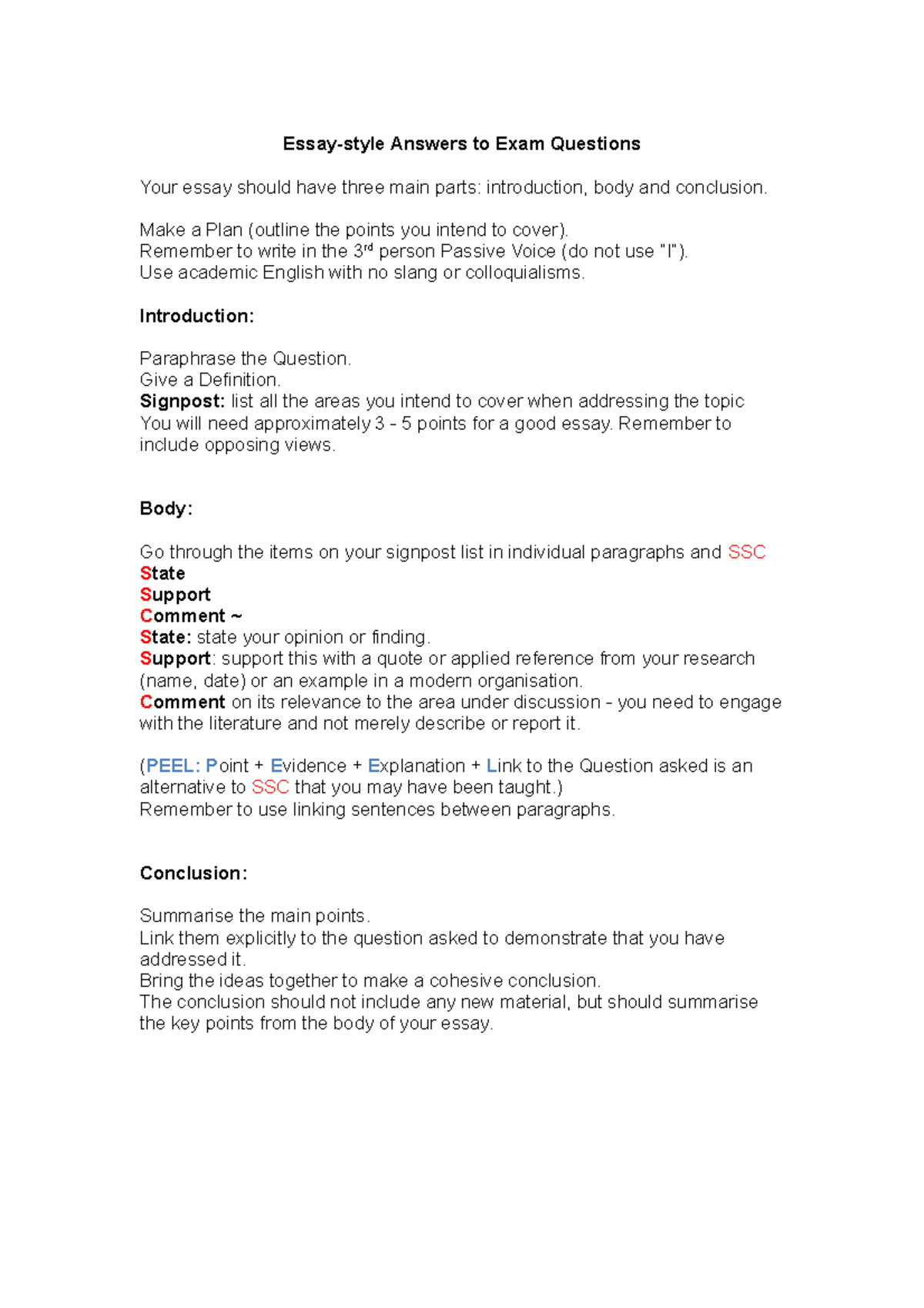Essay writing template - Essay-style Answers to Exam Questions Your ...