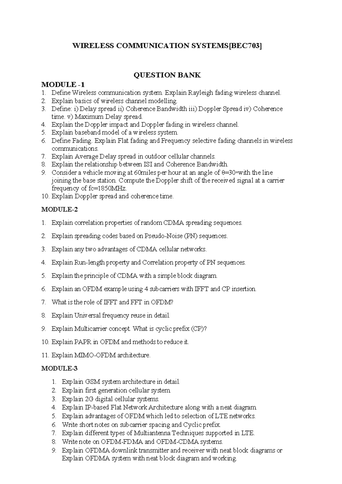 WC Question Bank - Lecture Notes for Wireless Communication Module 1 ...