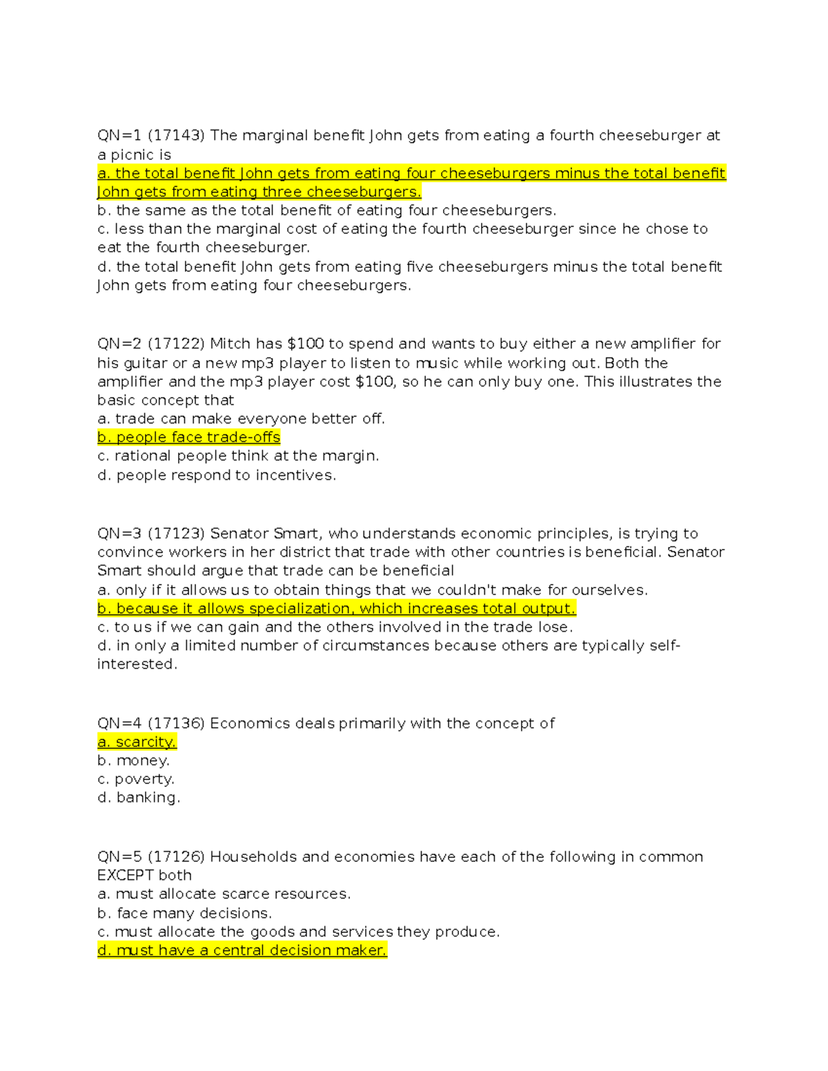 (17143) ECO111 Chapter 1-6: Key Concepts in Economics and Decision ...