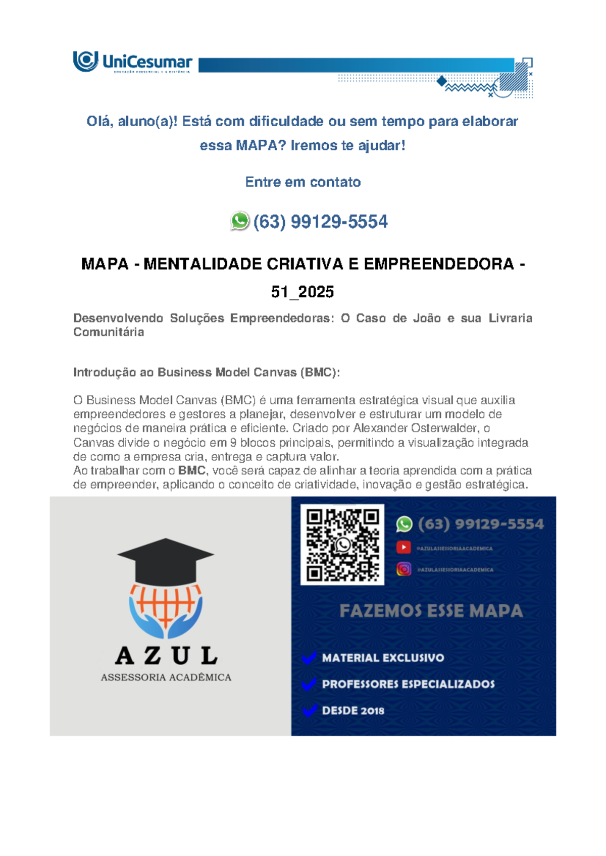 MAPA - MENTALIDADE CRIATIVA E EMPREENDEDORA - 51_2025 - Olá, aluno(a ...