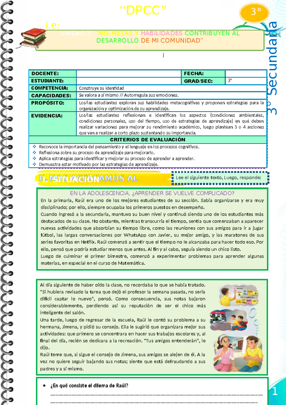 3° DPCC - Actividades de Aprendizaje en UNIDAD 5: Metas y Habilidades ...