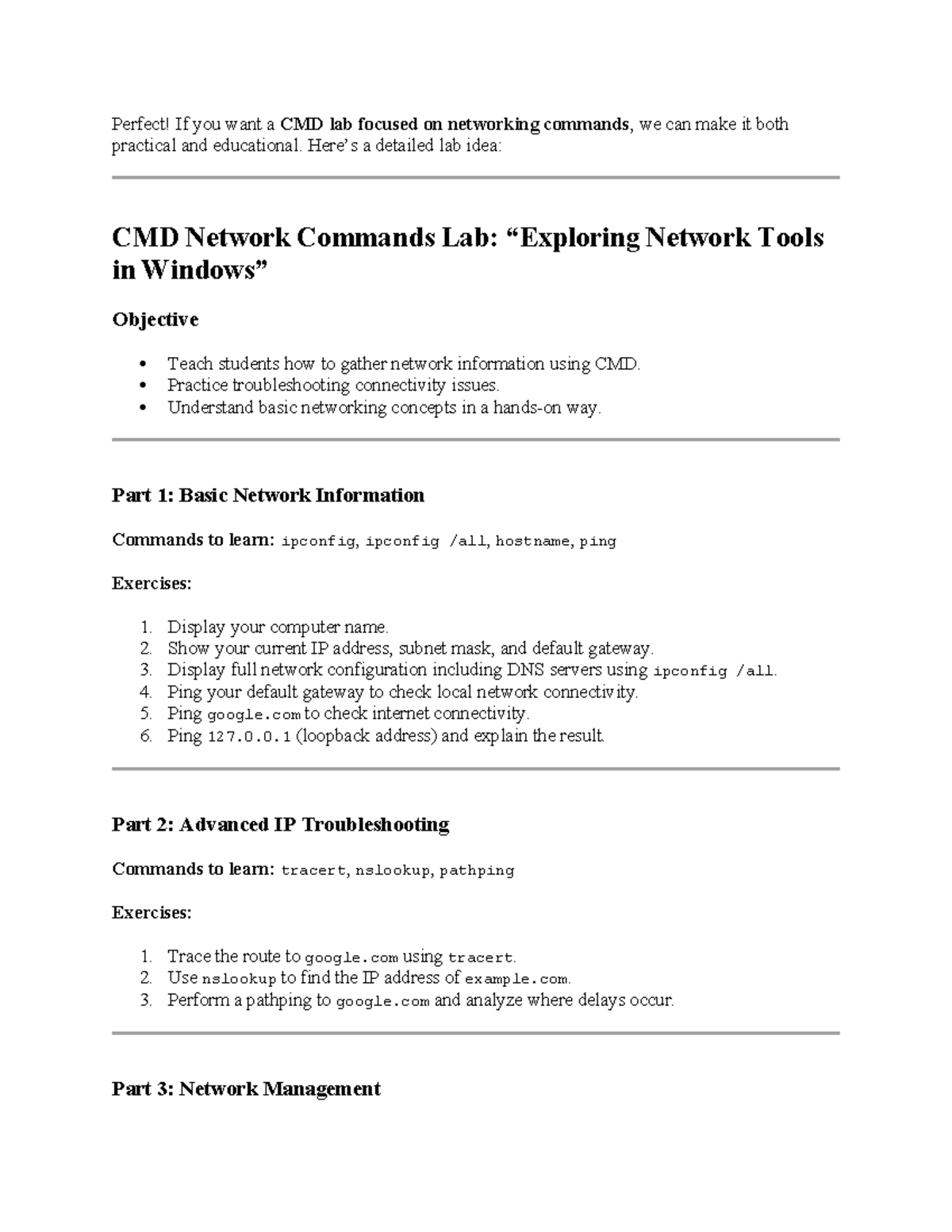 CMD Networking Commands Lab: Practical Exercises and Troubleshooting ...