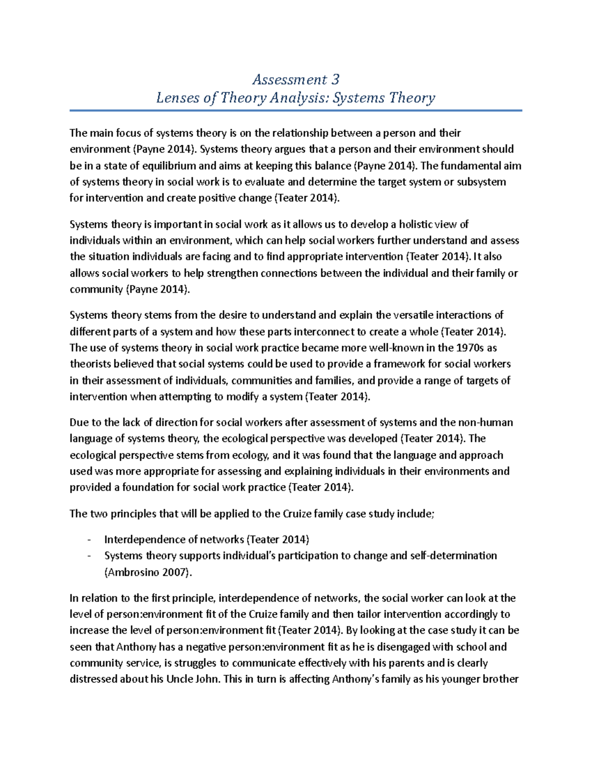 Systems Theory Analysis: Understanding Family Dynamics in Social Work ...