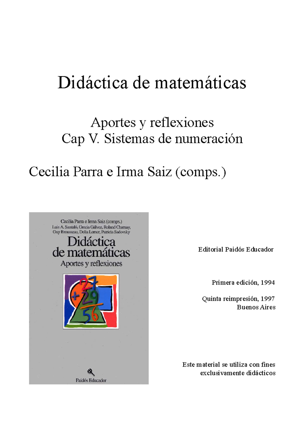 Lerner- Sadovsky-el sistema de numeración. un problema didáctico ...