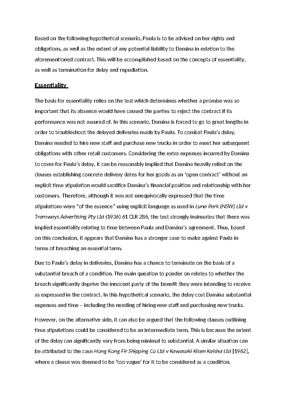 Week 3 Lecture Notes: Paula's Rights & Obligations in Contract Law ...