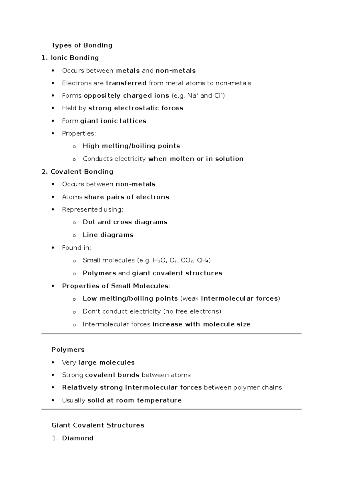 Types of Bonding: Ionic, Covalent, Metallic, and Nanostructures (Chem ...
