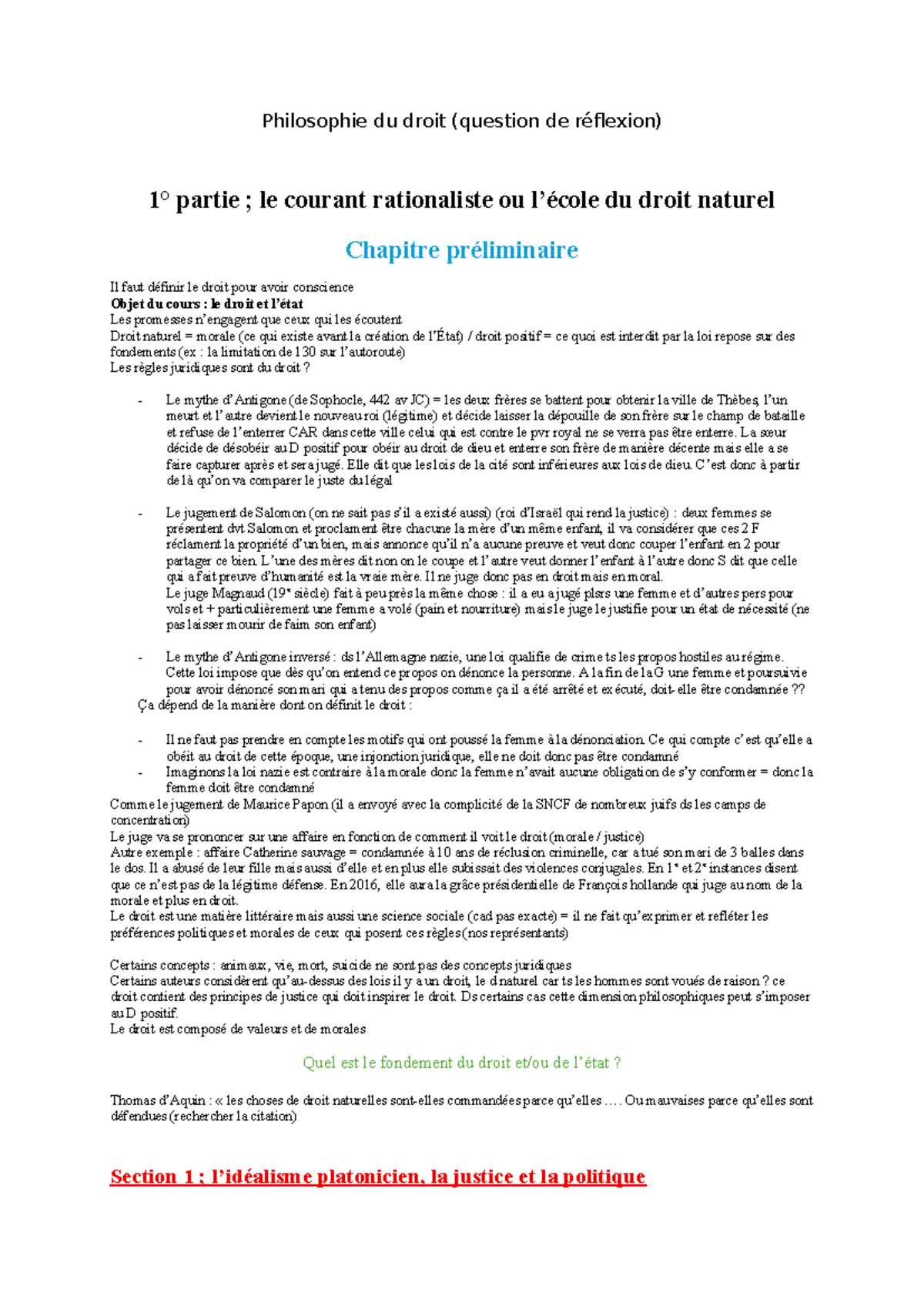 Philosophie du droit (DROIT101) - Notes de cours sur le droit naturel ...