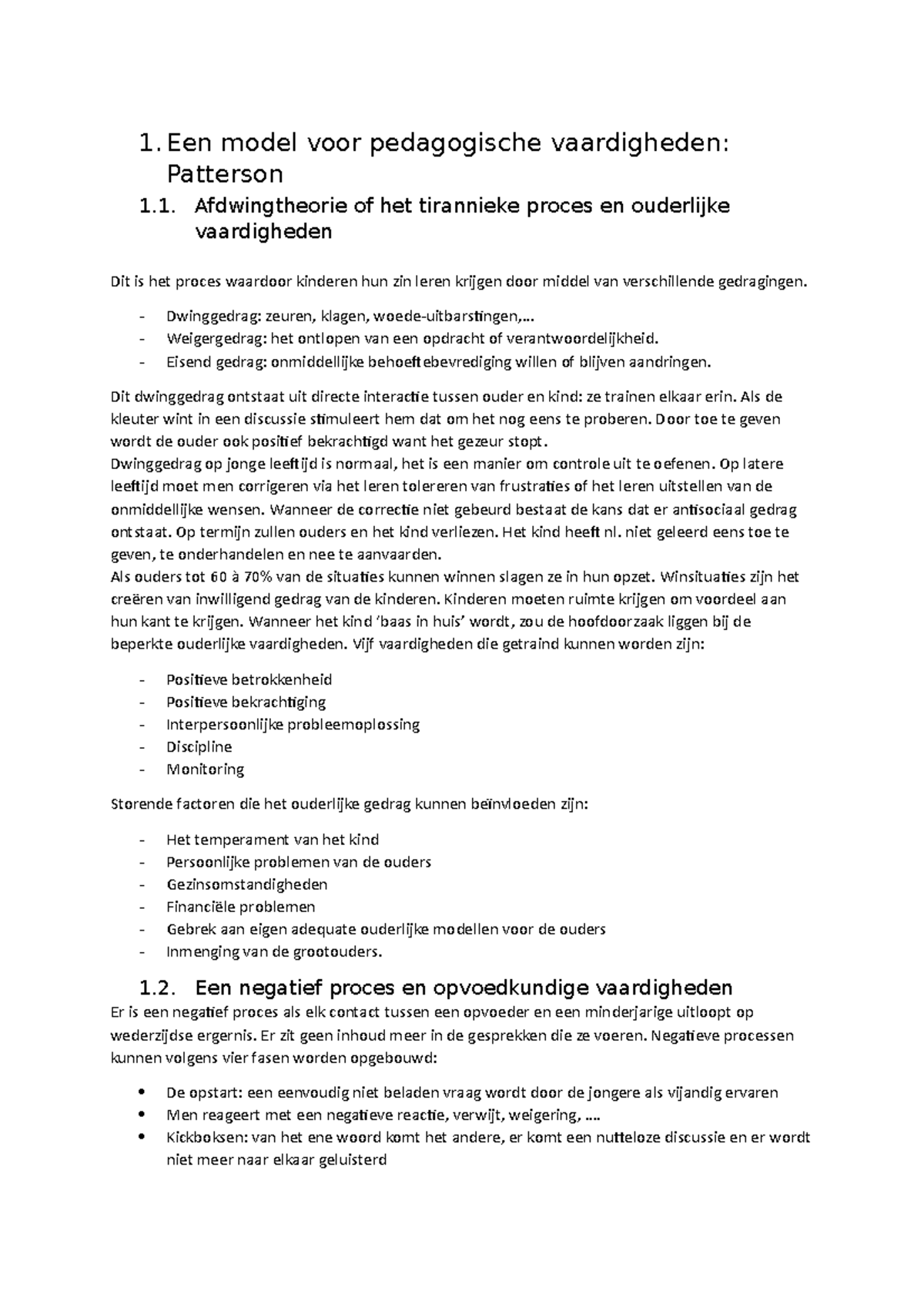 Samenvatting - Pedagogische Vaardigheden Model volgens Patterson - Studocu