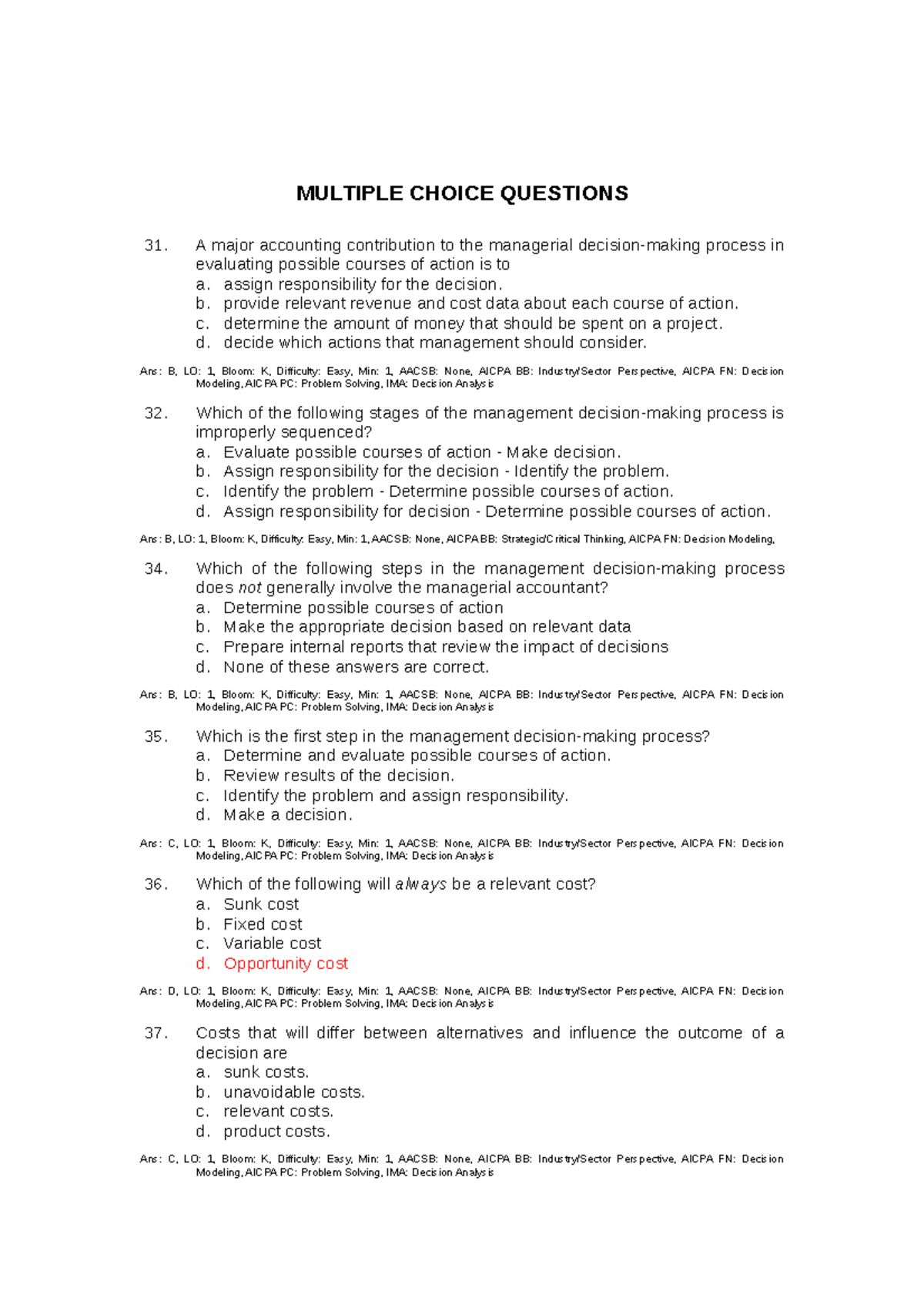 Ch 23 review-with answers - MULTIPLE CHOICE QUESTIONS A major ...
