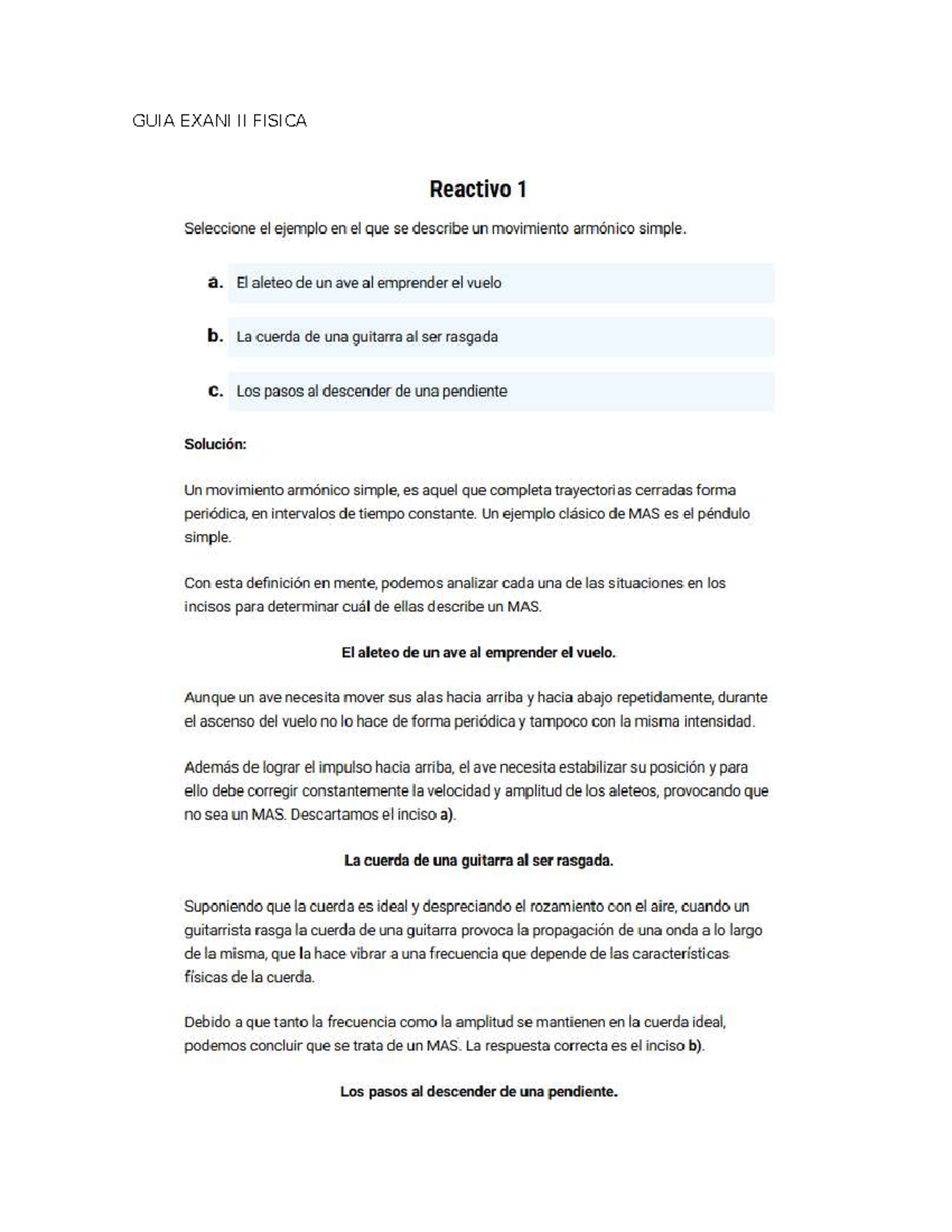 Guía Exani II Física Explicada: Ejercicios y Soluciones - Document Preview
