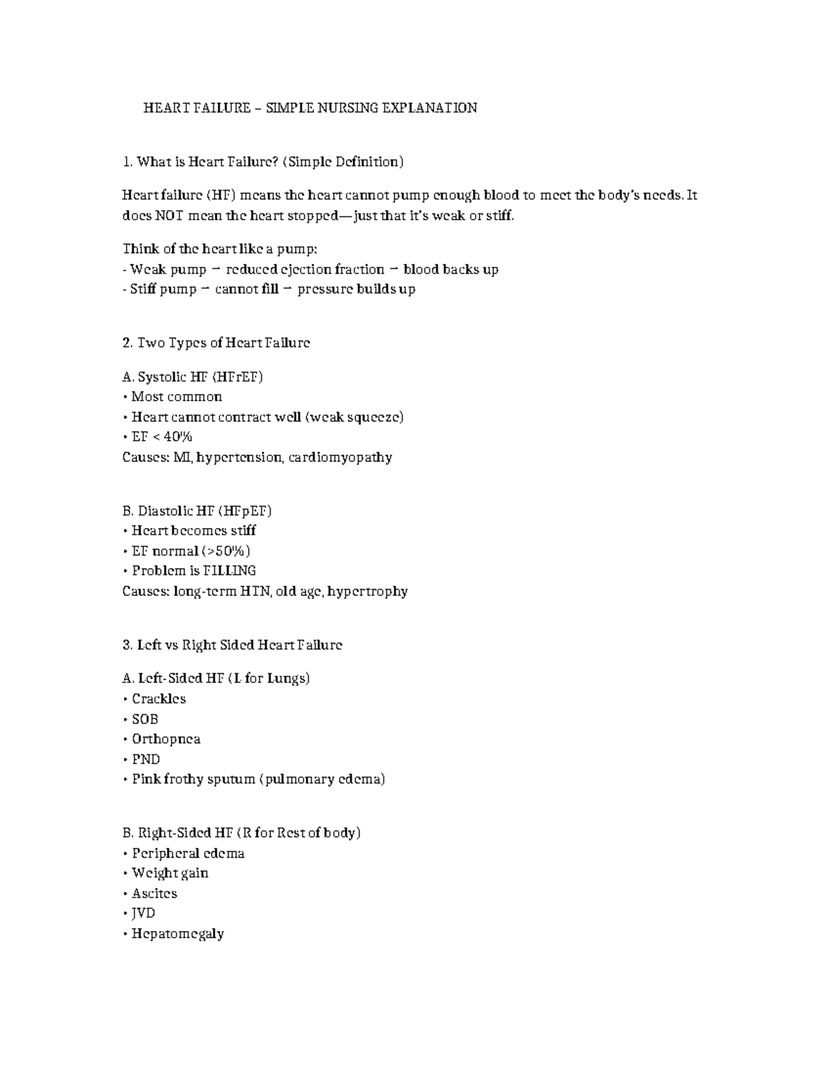 Heart Failure Study Guide: Simple Nursing Explanation (NURS 101) - Studocu