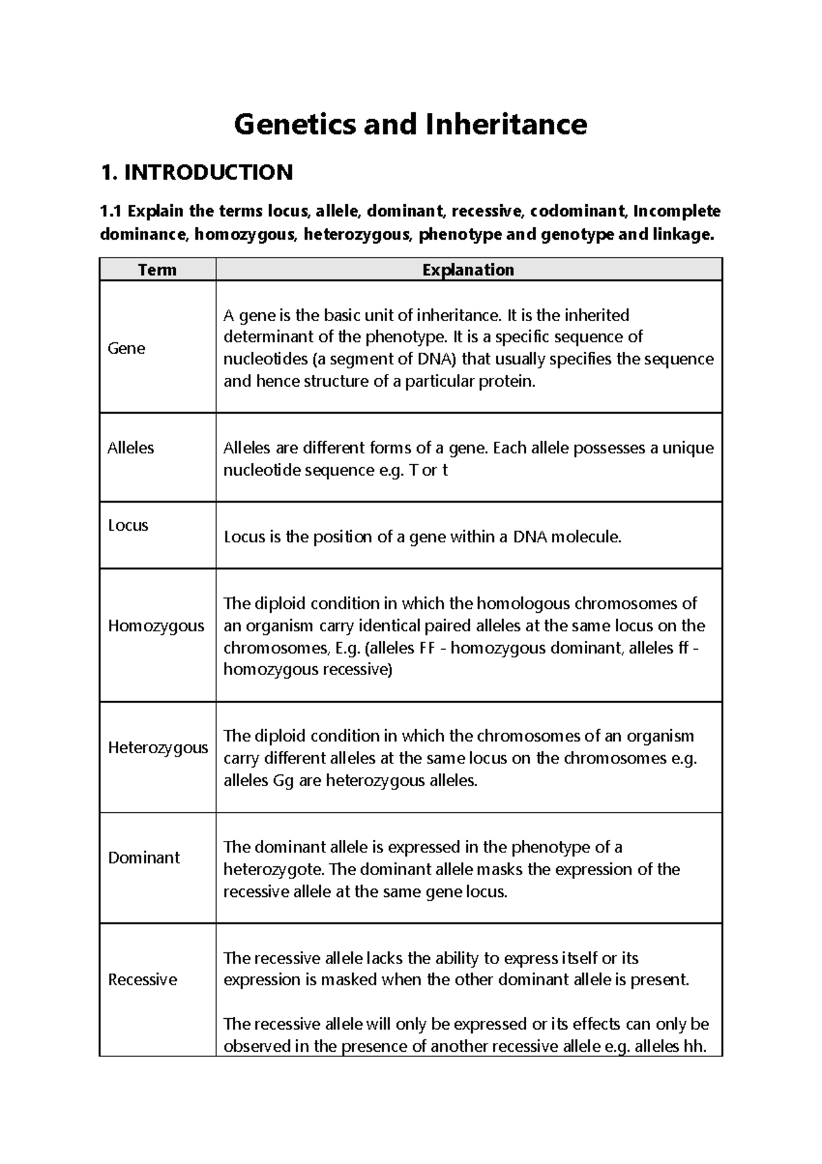 Genetics and Inheritance: Key Concepts and Monohybrid/Dihybrid Crosses ...