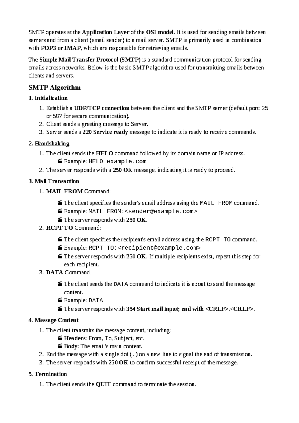 8 SMTP Algorithm - Application Layer Protocol Notes - Studocu