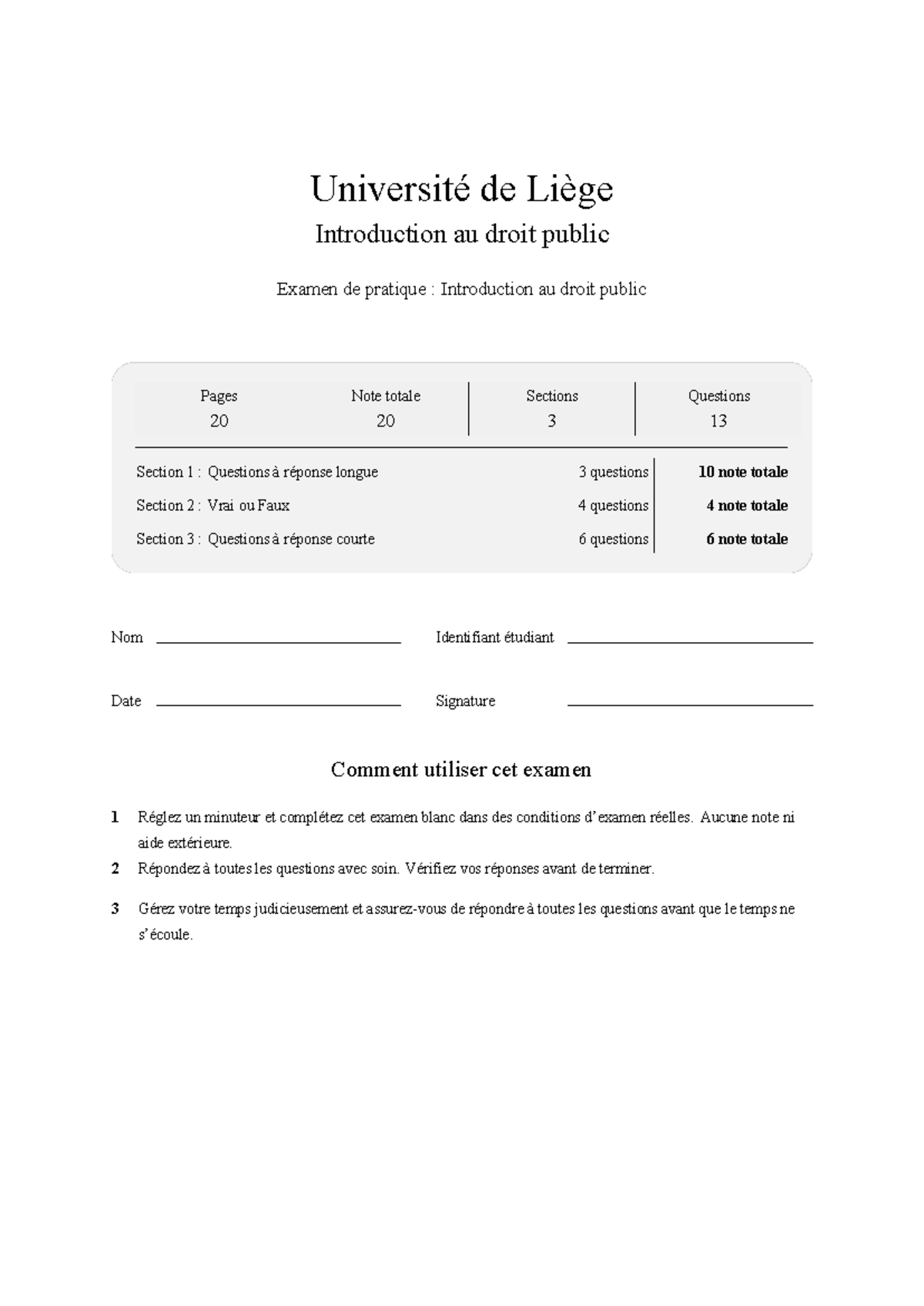 Introduction au droit public examen blanc - populaire 2026 feb ...