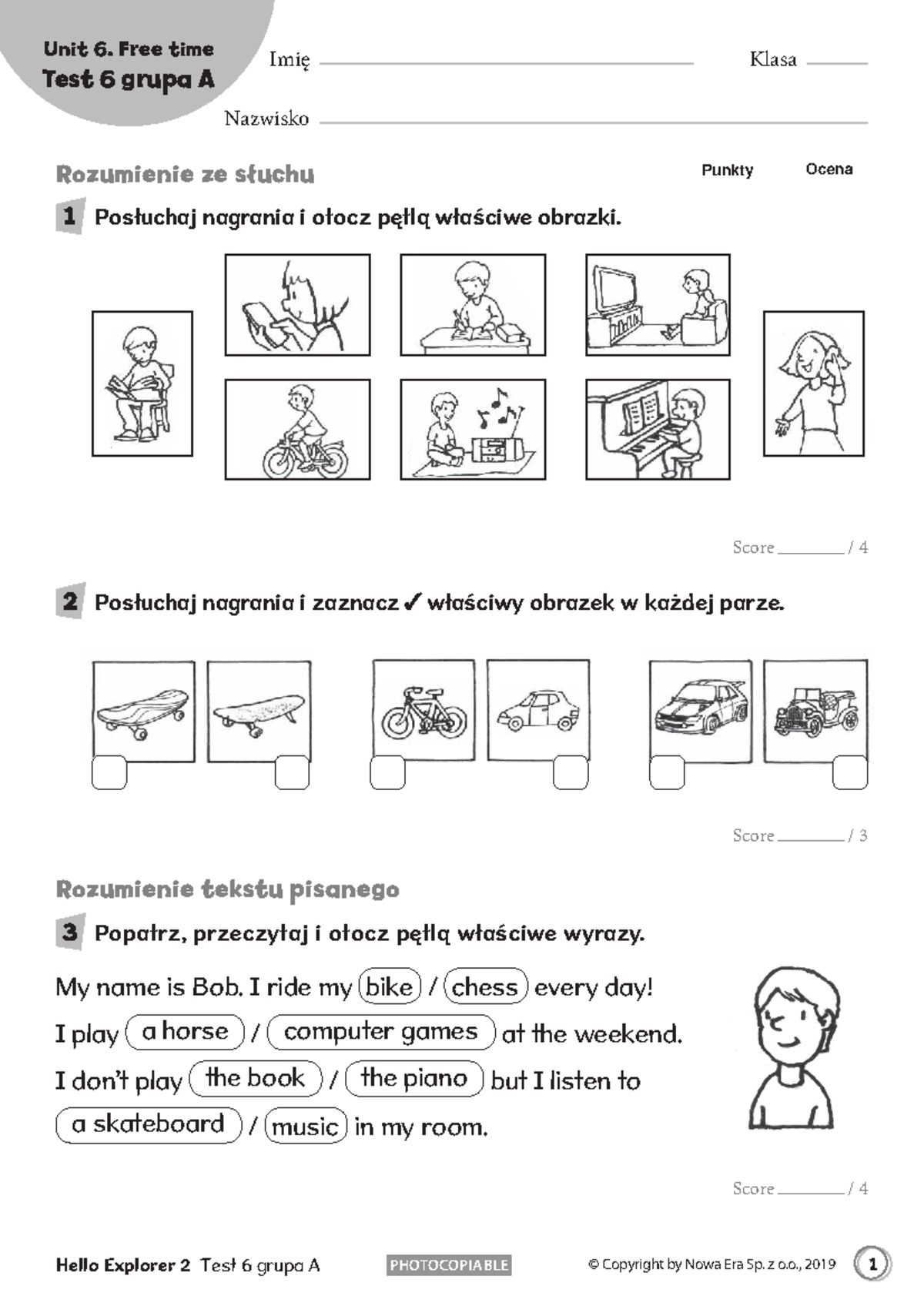 Hello Explorer 2 Unit 6 Test 6 Grupa A - Listening & Writing Skills ...