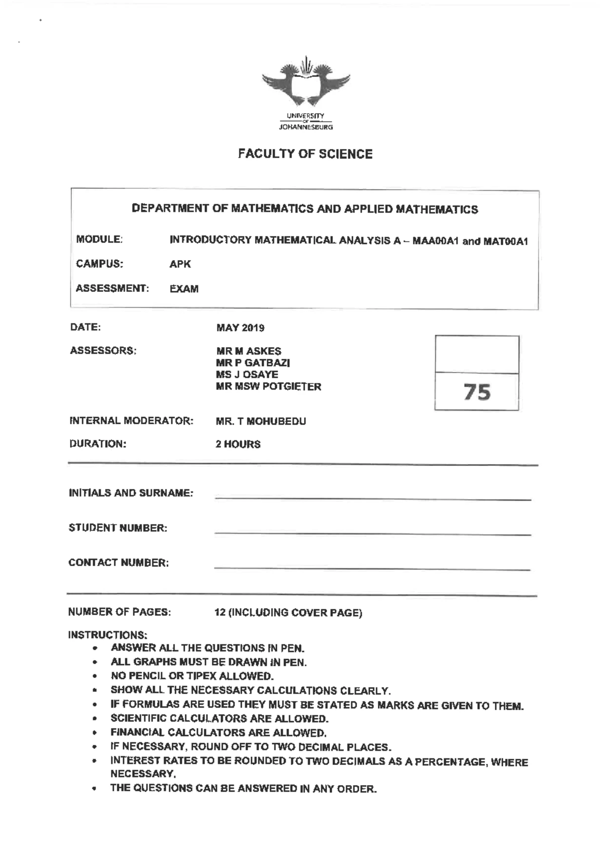 MAA00A Test 2 2022 - Solutions and Detailed Explanations - Studocu