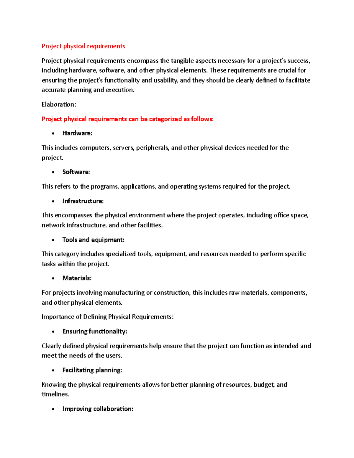 Project Physical Requirements Overview - 22-04-2025 - Studocu