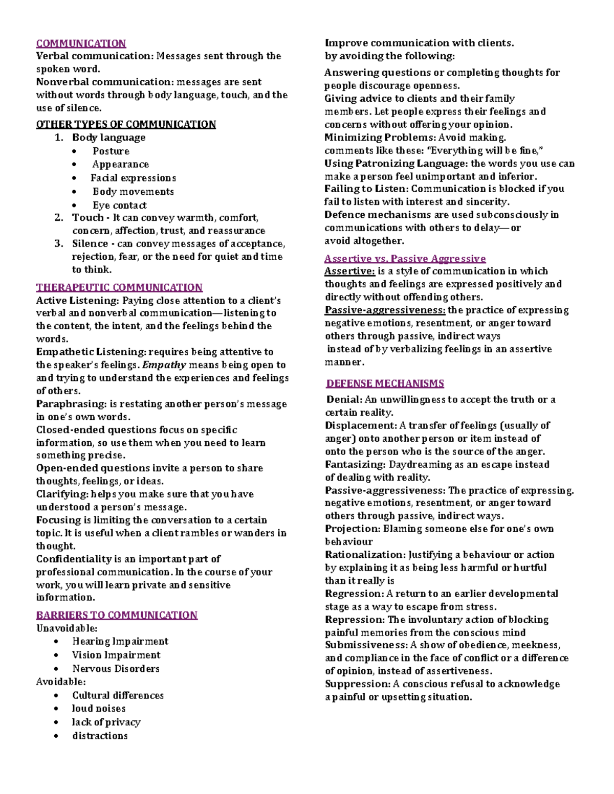 COMMUNICATION 115-J - Final Exam Review: Verbal & Nonverbal Skills ...