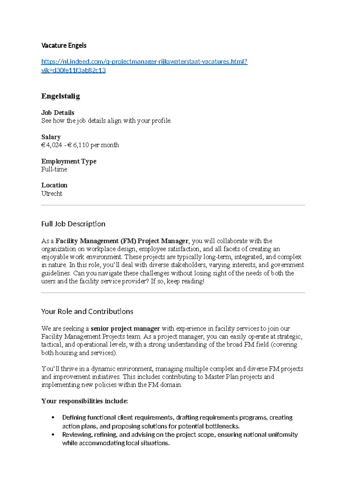 Vacature FM Project Manager | Full-time | Utrecht, €4,024-€6,110 ...