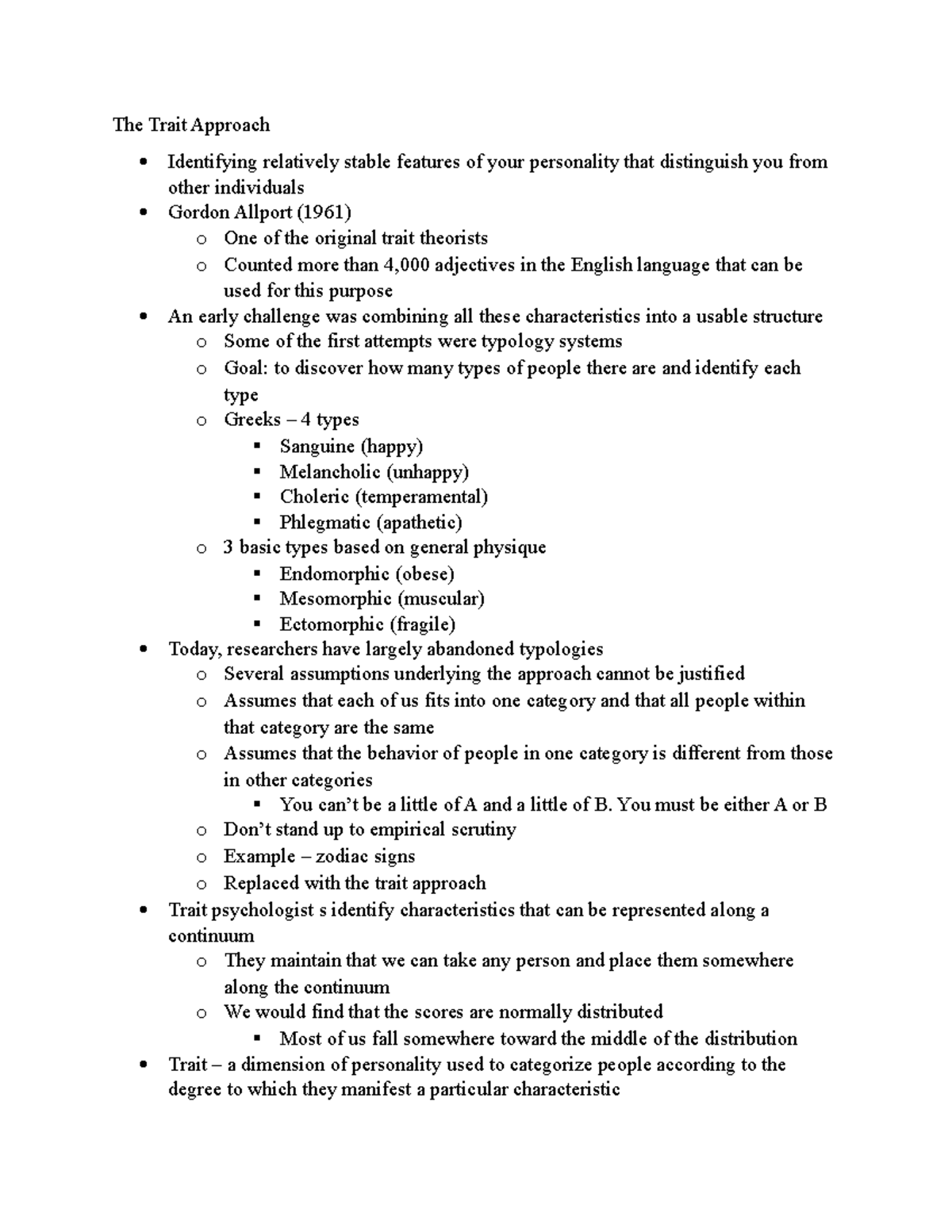 Chapter 7: The Trait Approach to Personality and Its Key Theorists ...
