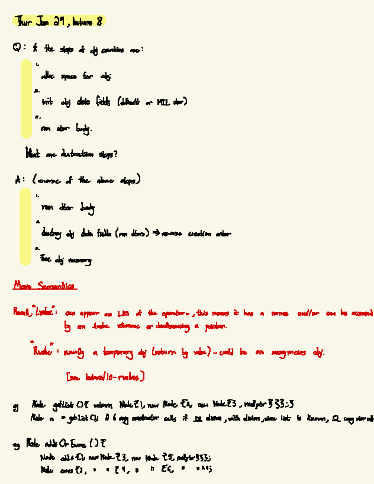 CS246 Lecture 8: Object Creation and Destruction Steps Explained - Studocu