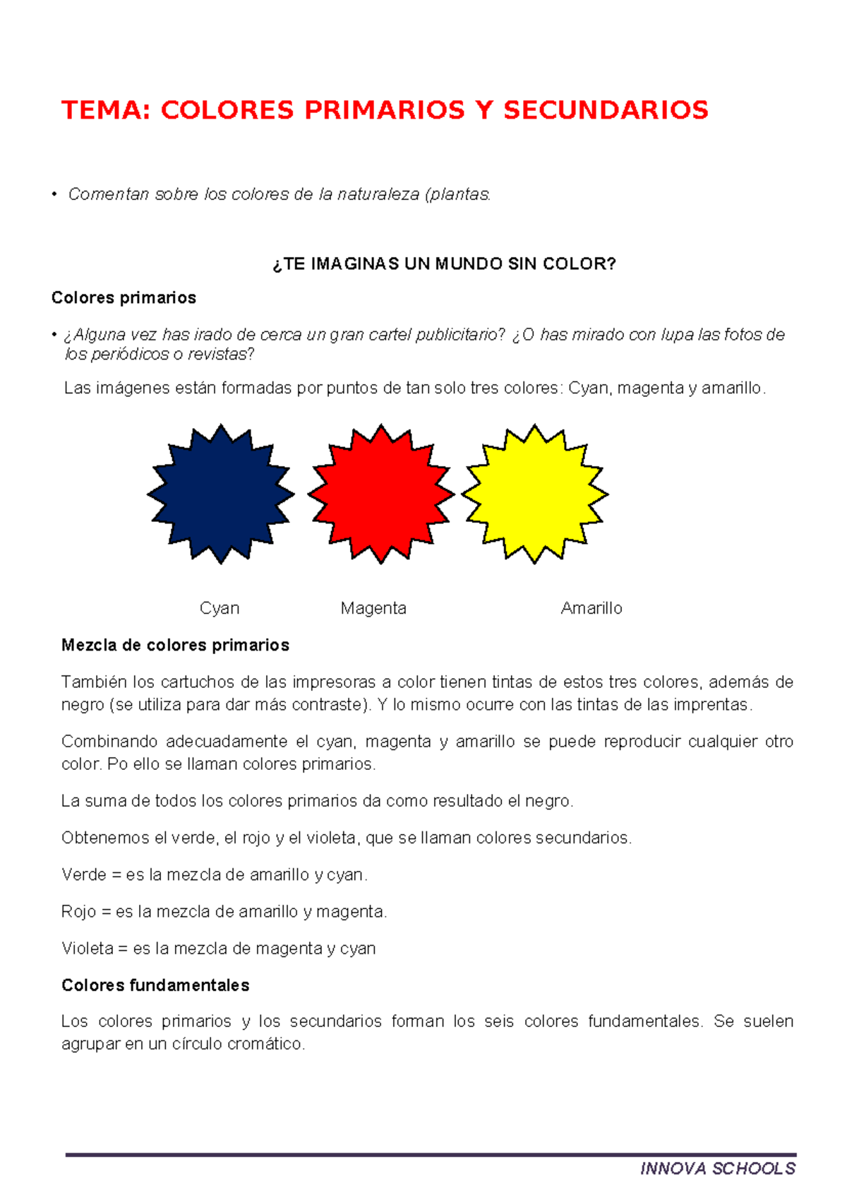 TEMA: COLORES PRIMARIOS Y SECUNDARIOS - Análisis y Composición - Studocu